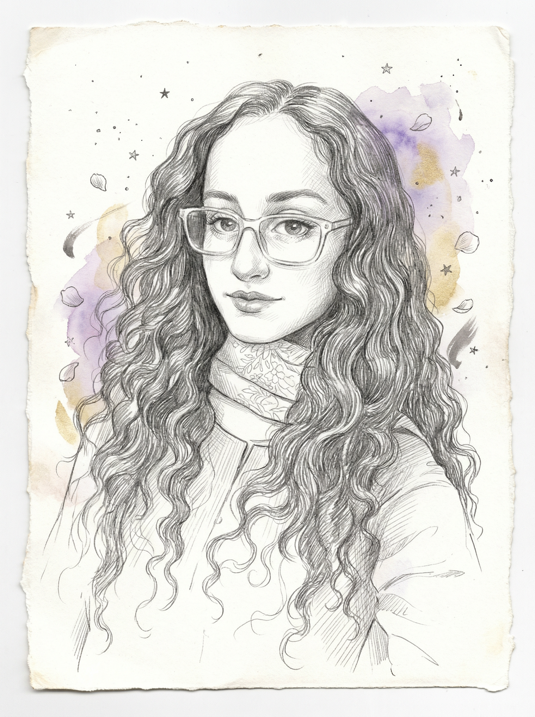 A pencil sketch portrait of Asmara Zafar